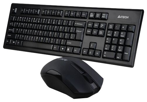 A4Tech 3000N V-Track 2.4G Wireless Bangla Keyboard with Wireless Padless Mouse - Black