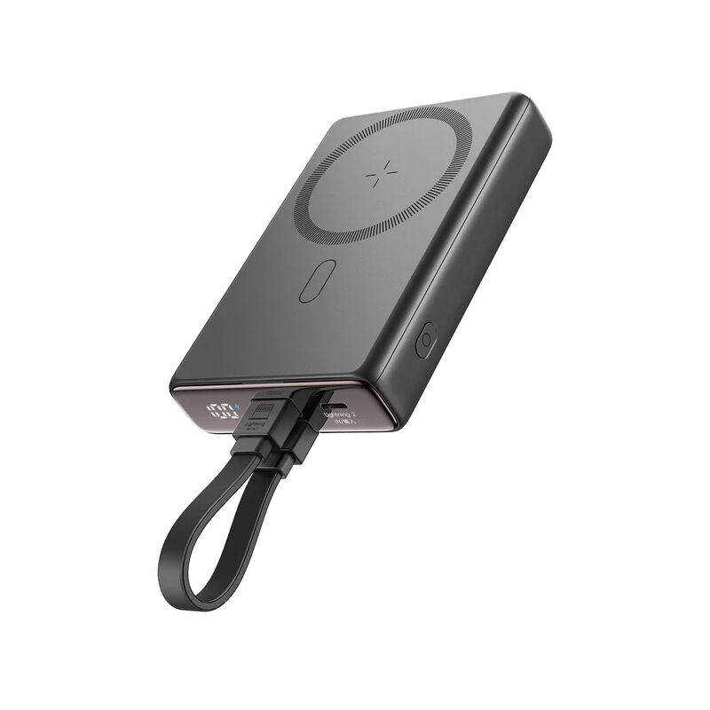 Joyroom 20W 10000mAh Magnetic Wireless Power Bank with Built-in Cable & Kickstand (JR-PBM01) – Black