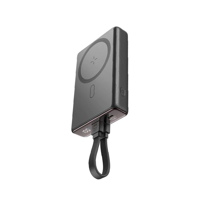 Joyroom 20W 10000mAh Magnetic Wireless Power Bank with Built-in Cable & Kickstand (JR-PBM01) – Black