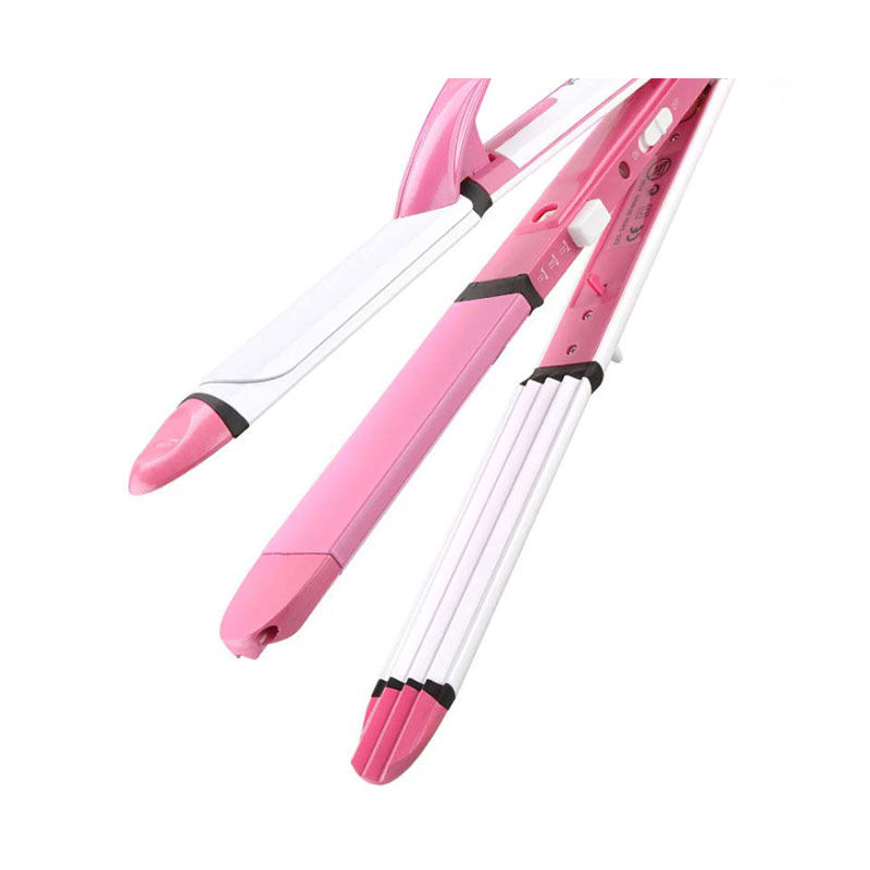 Kemei KM-1291 Ceramic Professional 3 in 1 Electric Hair Straightener Curler Styler and Crimper