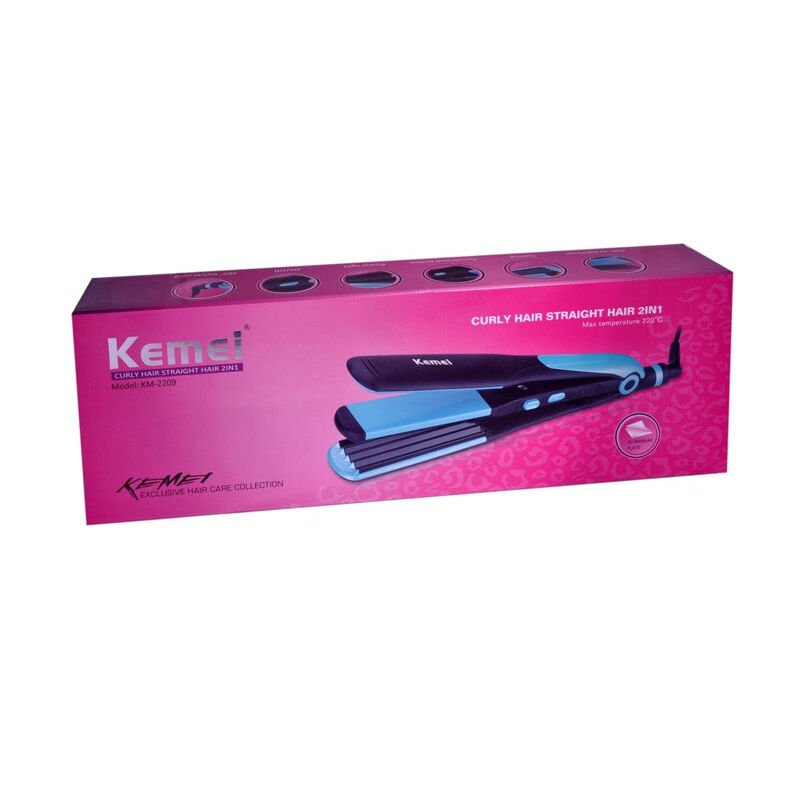 Kemei KM-2209 Hair Straightener - Blue and Black