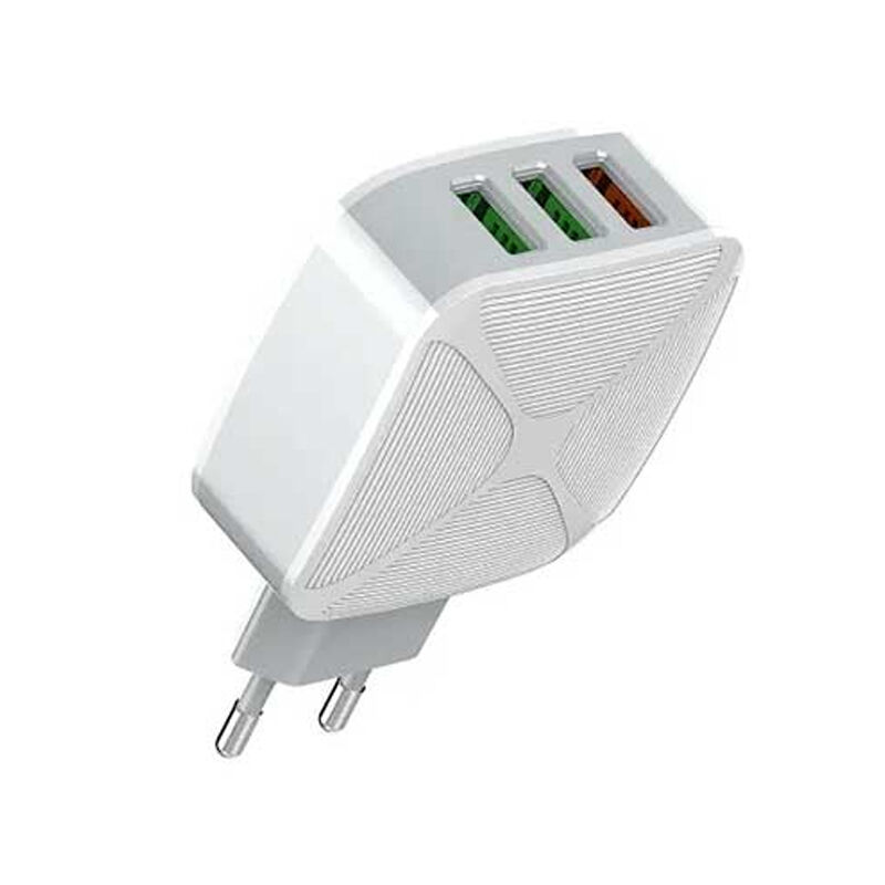 LDNIO QC3.0+Auto-ID 3-Port Fast Charging Adapter with Type C Cable (A3310Q) - White