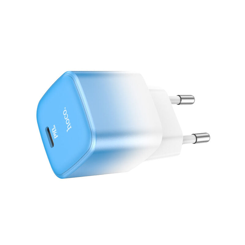 Hoco 20W PD Fast Charging Adapter with Type-C to Lightning Cable (C101A) - Ice Blue