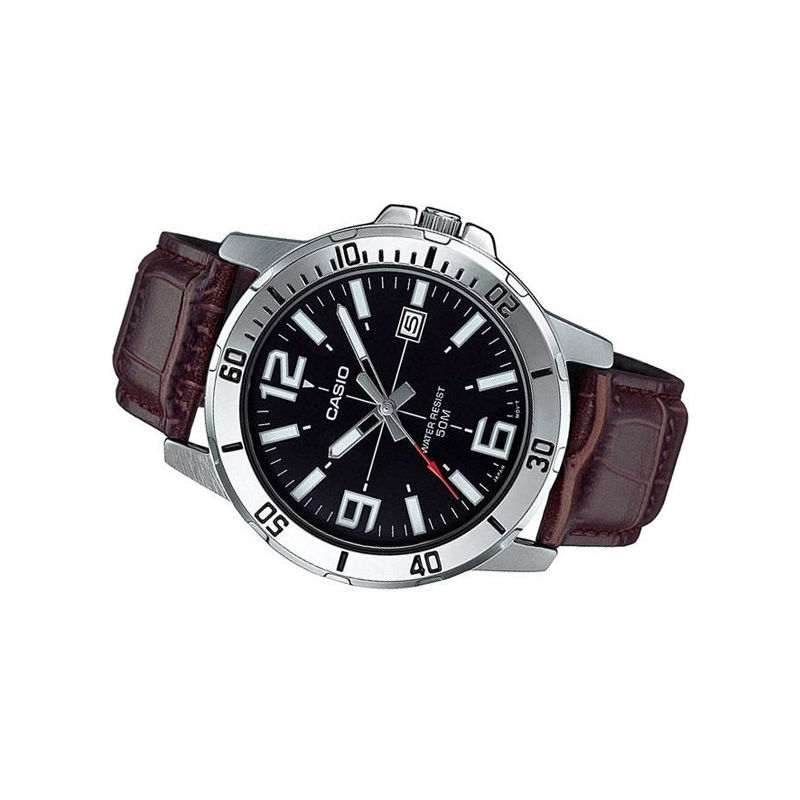 Casio Enticer MTP-VD01L-1BVUDF Brown Leather Belt Men's Watch