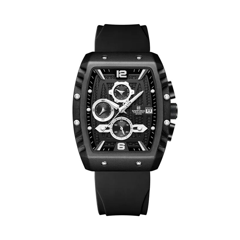 Naviforce 8025 Chronograph Waterproof Silicone Band Men’s Watch - Black White