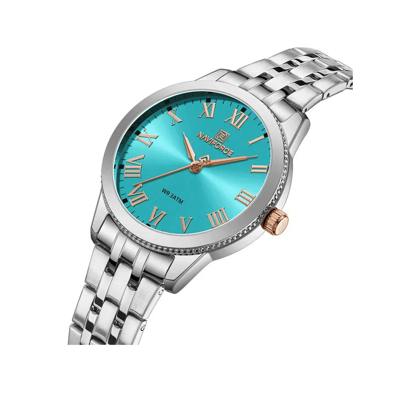 Naviforce 5032 Luxury Elegant Waterproof Stainless-Steel Women’s Watch – Silver Blue