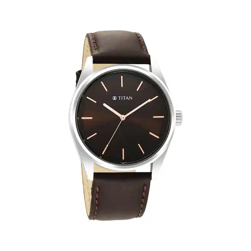 Titan NP1866SL02 Workwear Brown Dial Leather Strap Men's Watch