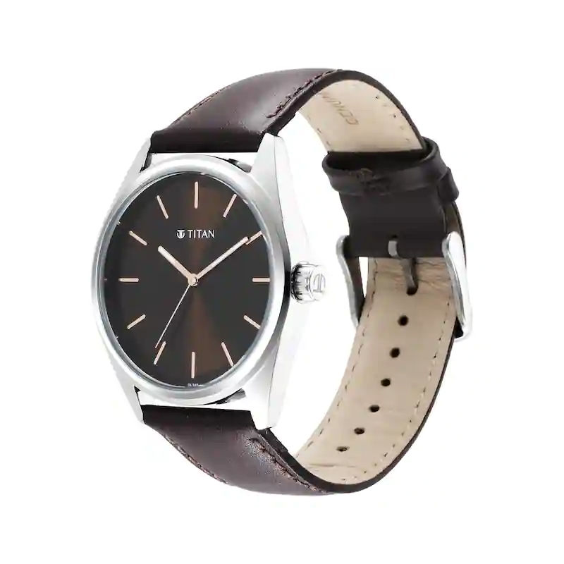 Titan NP1866SL02 Workwear Brown Dial Leather Strap Men's Watch