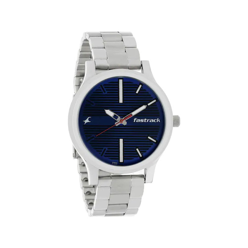 Fastrack NP38051SM03 Fundamentals Blue Dial Stainless Steel Strap Men's Watch