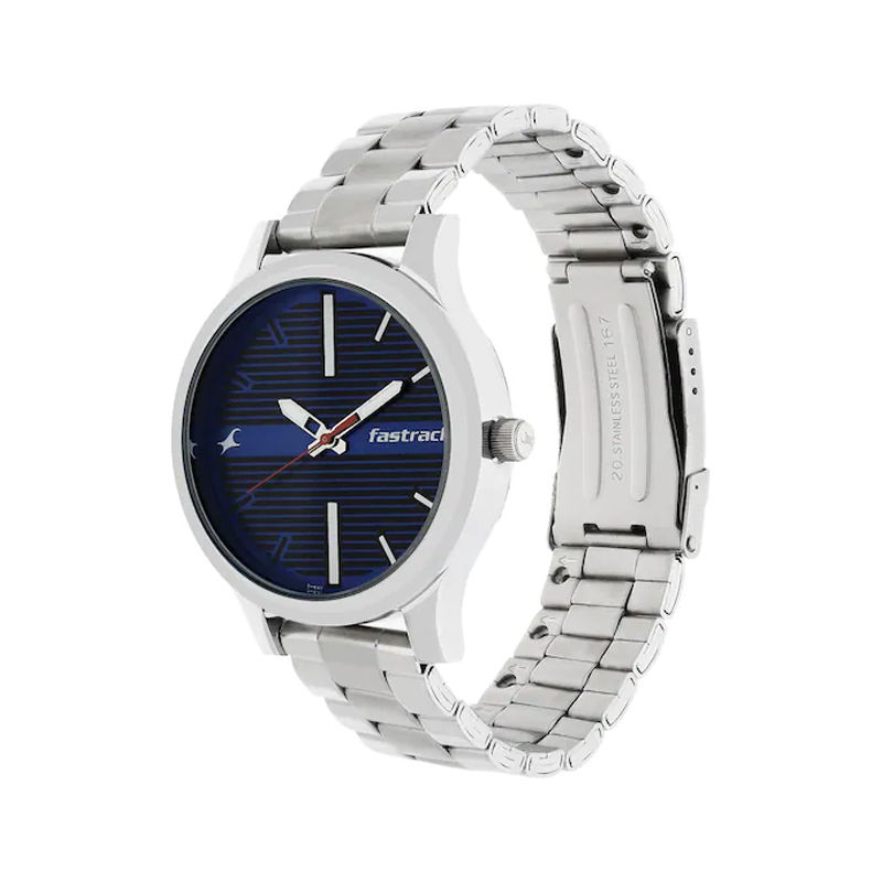 Fastrack NP38051SM03 Fundamentals Blue Dial Stainless Steel Strap Men's Watch