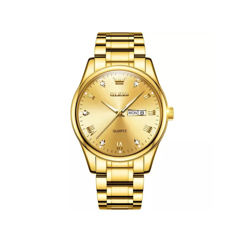 Olevs 5563G Stainless Steel Men's Watch – Gold