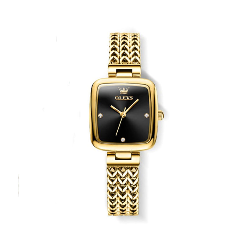 Olevs 9948 Luxury Stainless Steel Women's Watch - Gold Black