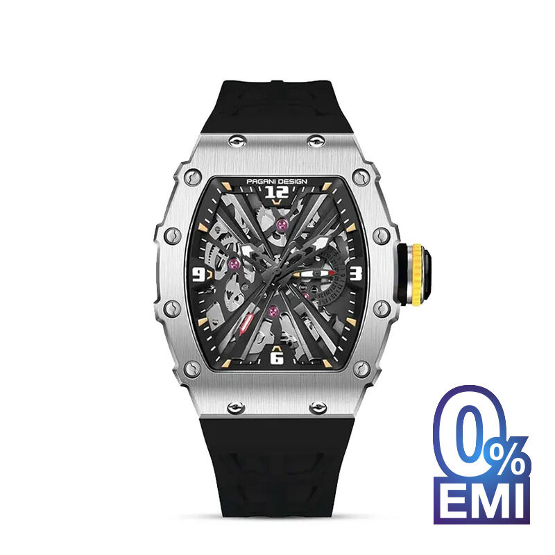 Pagani Design PD-1738 Sapphire Crystal Silicon Men’s Watch - Silver Black