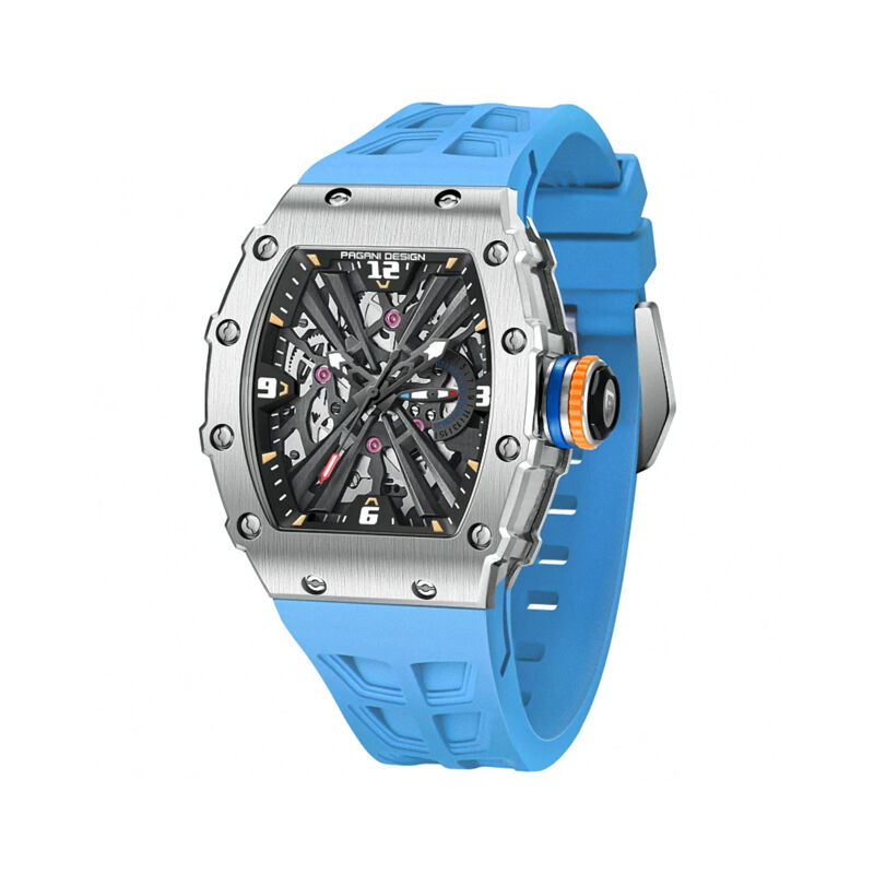 Pagani Design PD-1738 Sapphire Crystal Silicon Men’s Watch - Silver Blue