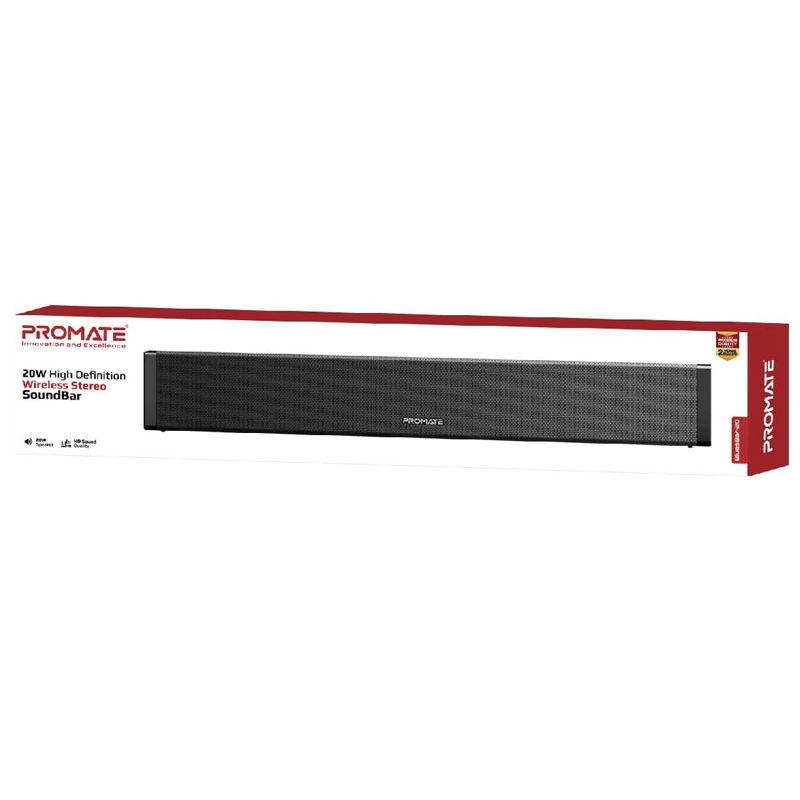 Promate BluesBar 20 HD Wireless Stereo SoundBar - Black