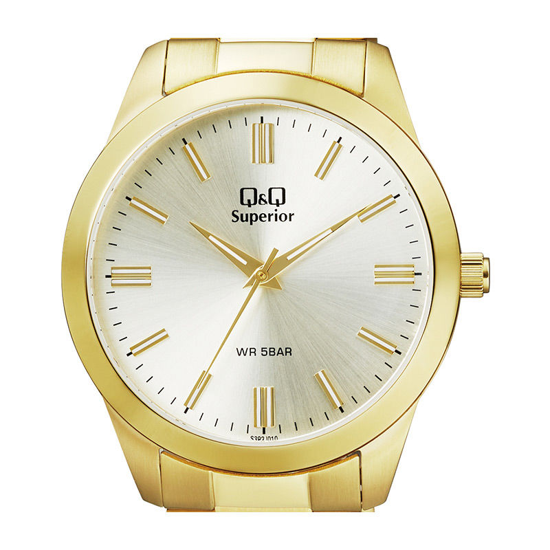 Q&Q S392J010Y Superior Golden Dial Chain Watch for Men