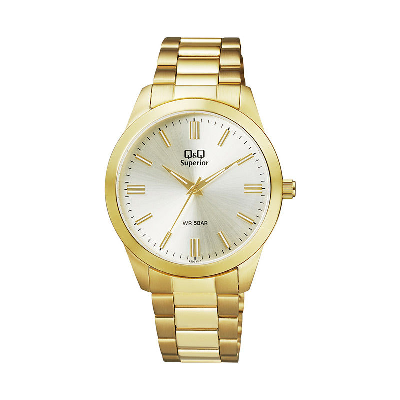 Q&Q Superior Golden Dial Chain Watch S392J010Y for Men