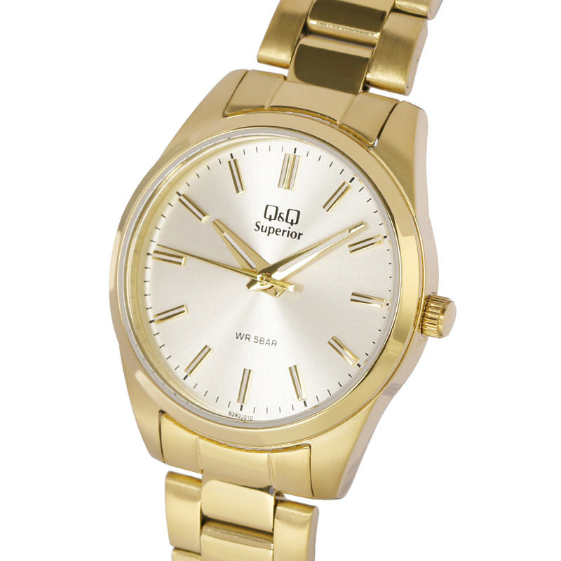 Q&Q S393J010Y Superior Golden Dial Chain Watch for Women