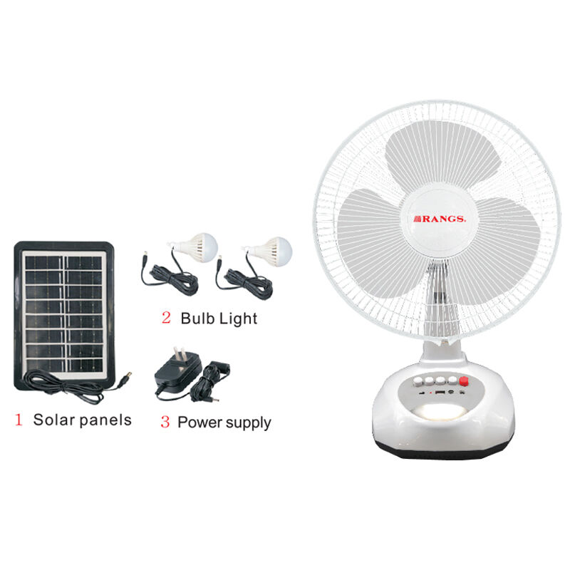 Rangs 12 Inch Solar Powered Rechargeable Fan & LED Light Kit (RSTF-12OMINI)