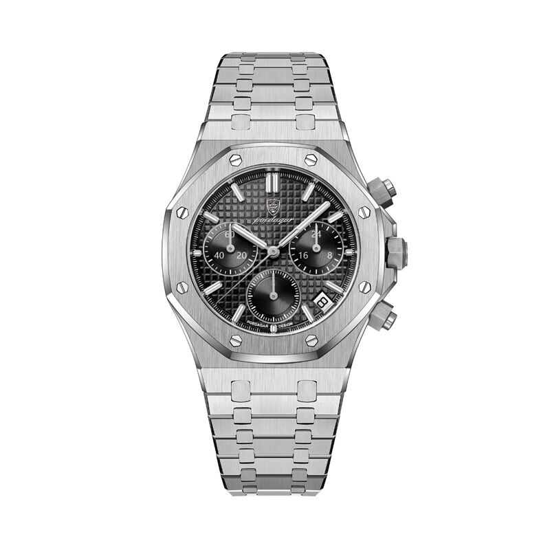 Poedagar 926 Chronograph Stainless Steel Waterproof Men’s Watch - Silver Black