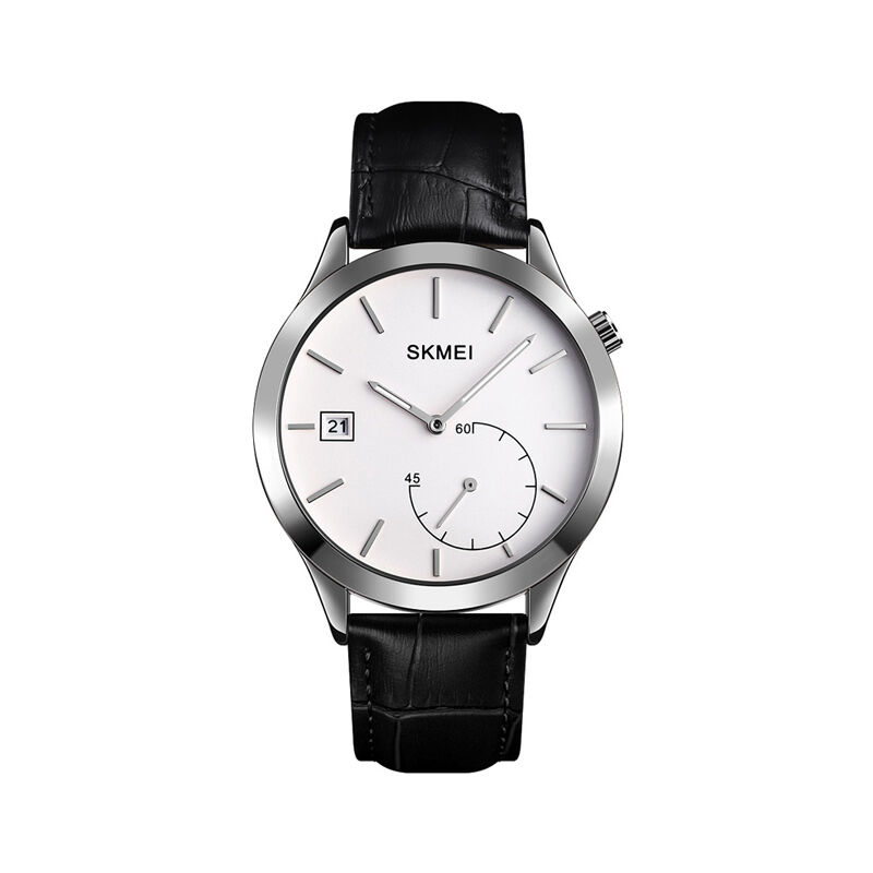 Skmei 1581 Analog Quartz Leather Men’s Watch - Silver & Black