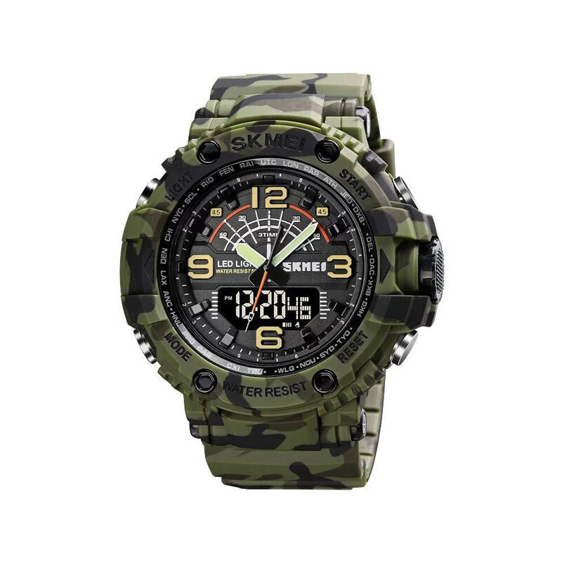 SKMEI 1617 Military 3-Time Original Men’s Watch – Army Green Camouflage