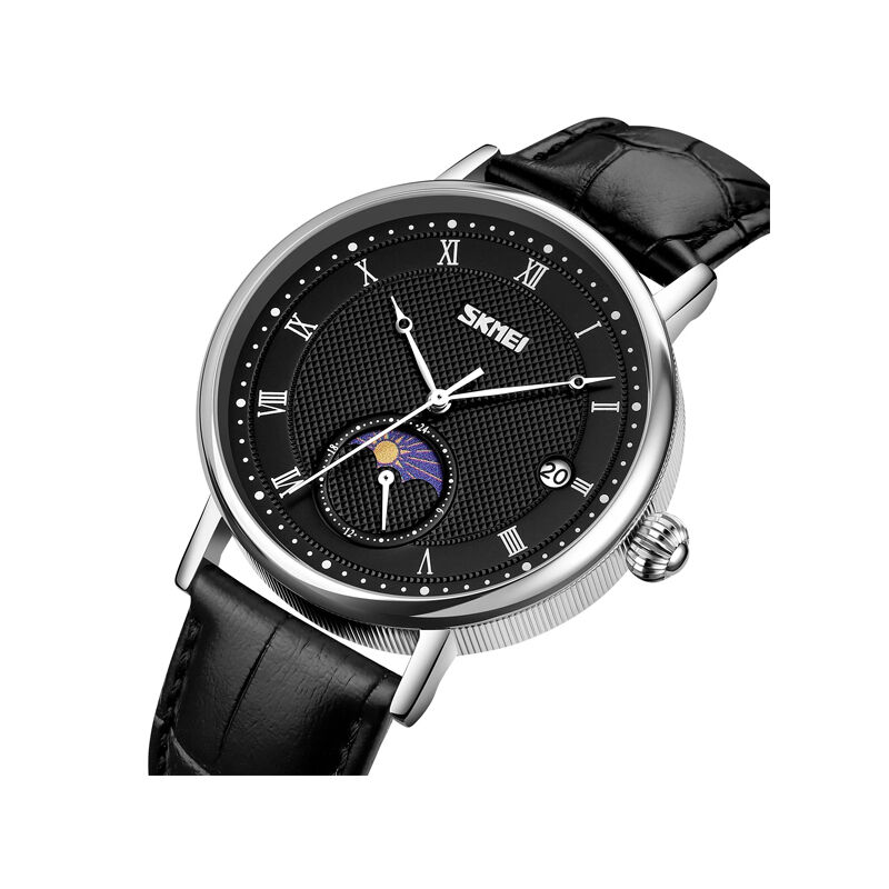 Skmei 9308 Quartz Moon Phase Men’s Watch - Black