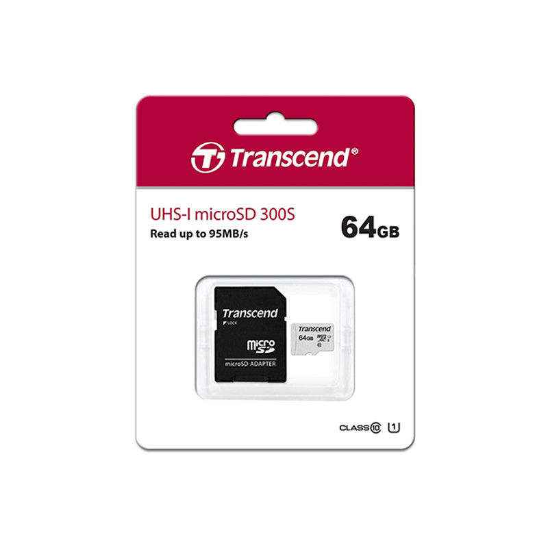 Transcend 64GB MicroSD Card with Adapter (USD300S-A)