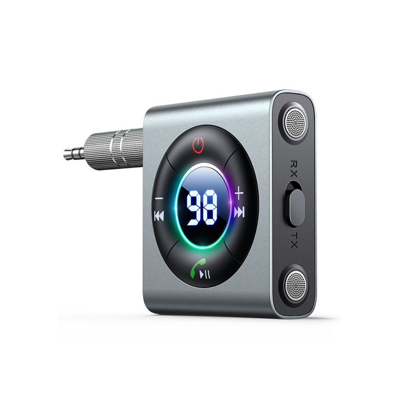 Joyroom JR-CB2 Bluetooth 5.3 2-in-1 Car Wireless FM Transmitter Receiver - Dark Grey