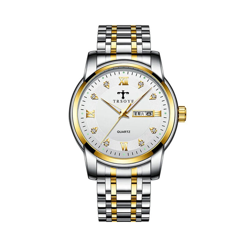 Trsoye 838 Stainless Steel Business Men’s Watch - Silver Gold & White