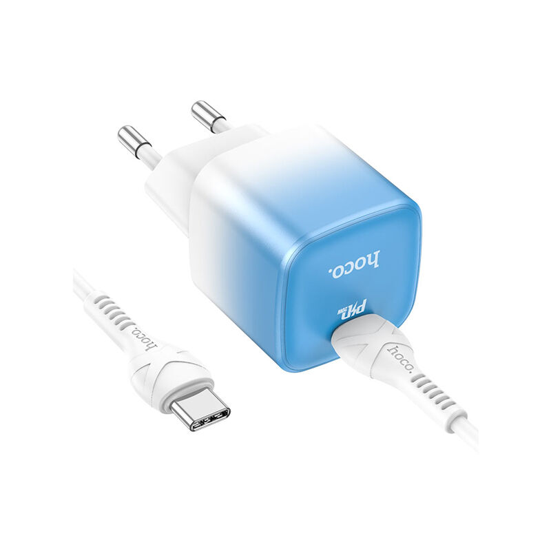 Hoco 20W PD Fast Charging Adapter with Type-C to Type-C Cable (C101A) - Ice Blue 