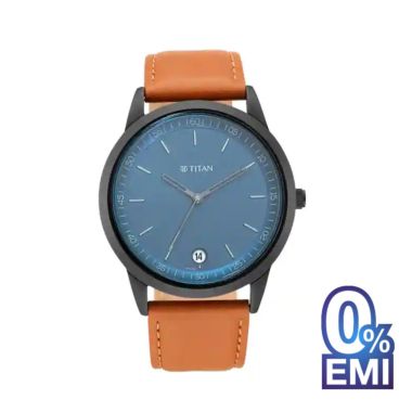 Titan NP1806NL03 Workwear Men's Watch with Blue Dial & Leather Strap