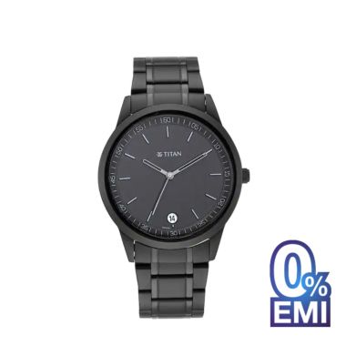TITAN 1806NM01 Workwear Black Dial & Metal Strap Men’s Watch 