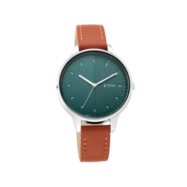 TITAN 2648SL01 Workwear Green Dial Leather Strap Women’s Watch