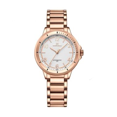 Naviforce 5021 Casual Stainless Steel Waterproof Women’s Watch – RoseGold White