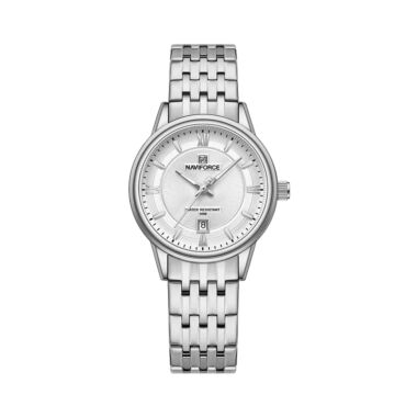 Naviforce 8040 Stainless Steel Waterproof Women’s Watch – Silver White