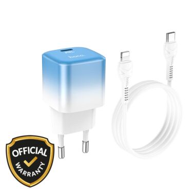 Hoco 20W PD Fast Charging Adapter with Type-C to Lightning Cable (C101A) - Ice Blue