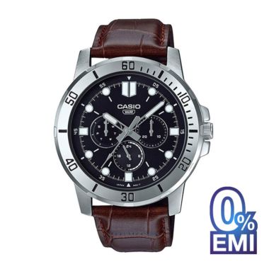 Casio Enticer MTP-VD300L-1EUDF Black Dial Brown Leather Men’s Analog Watch