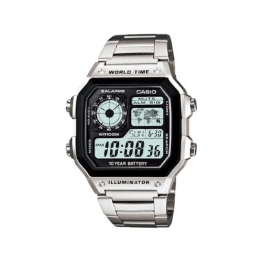 Casio AE-1200WHD-1AVDF Silver Stainless-Steel Multifunctional Men's Watch with Digital Dial