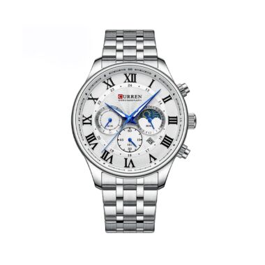 Curren 8427 Luxury Stainless Steel Men’s Watch – Silver