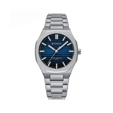 Curren 8456 Luxury Stainless Steel Men’s Watch – Silver & Blue