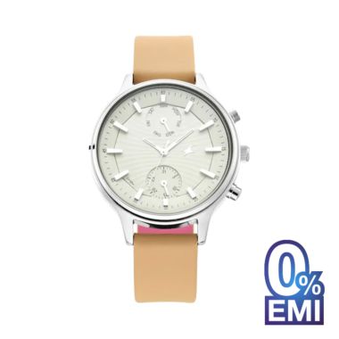 Fastrack X Ananya Panday Ruffles Beige Dial Leather Strap Women’s Watch (6208SL01)