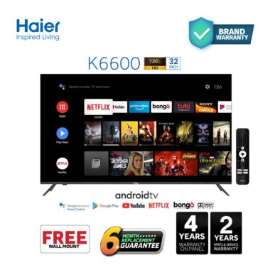Haier 32 Inch Bezel-Less HD Google Android 11 Smart TV (H32K66GH)