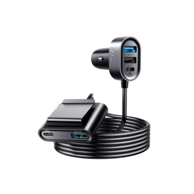 Joyroom JR-CL05 72W 5 Multi-Port 1.5m Extention Cable Fast Charging Car Charger - Black