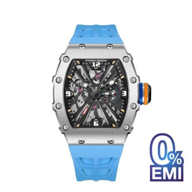 Pagani Design PD-1738 Sapphire Crystal Silicon Men’s Watch - Silver Blue