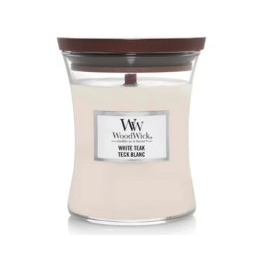 WoodWick White Teak Hourglass Medium Jar Scented Candle