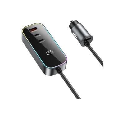 WiWU Wi-QC14 120W Dual Fast Charging Car Charger with Cable - Space Gray