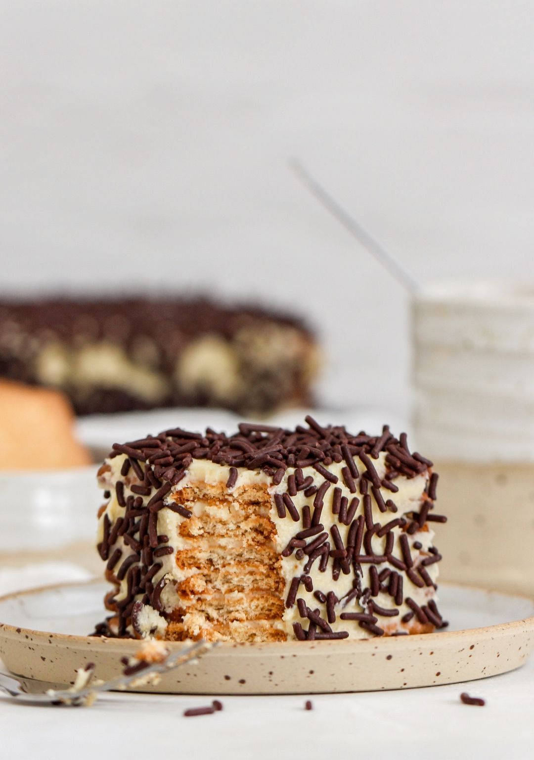 Petit beurre cake or cookie cake, with coffee & amaretto