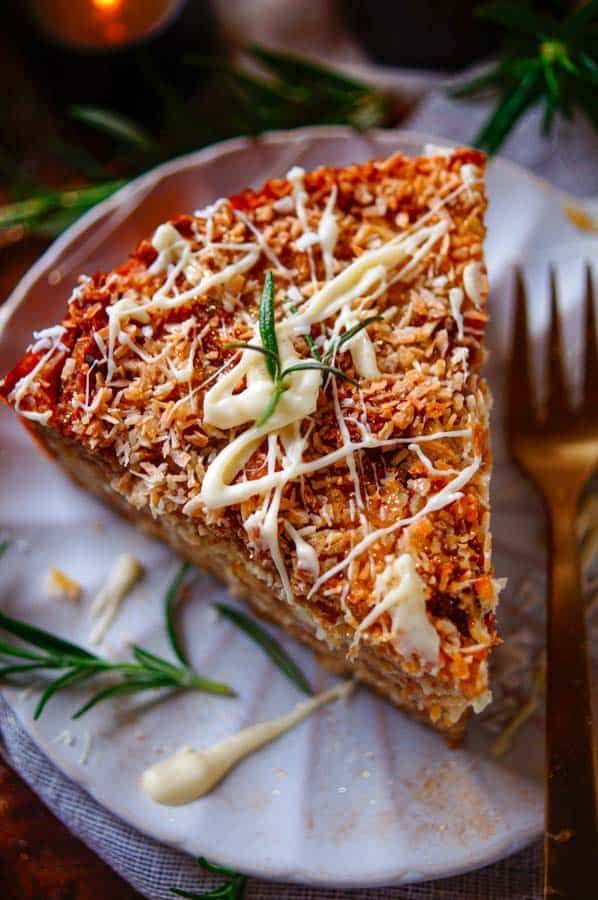 Bread pudding with coconut and chocolate