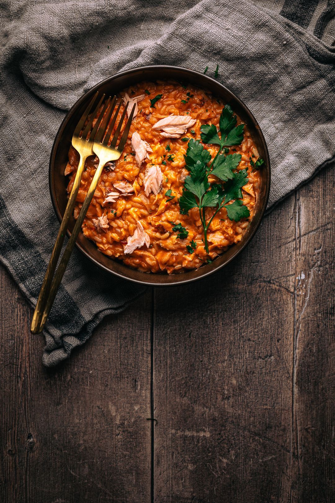 Risotto with tomato & baked salmon 🐟 | Fast & delicious